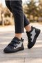 Girls' Butterfly Detailed Glittery Double Velcro High Serrated Sole All Seasons Sneaker Sports Boots