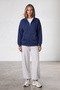 Women's Navy Blue Three Threaded Threaded Oversize Sweatshirt Alc-X15945 - 3
