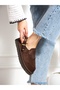 Perli̇ Brown Fur Buckle Women's Shoes - 3