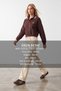 Women's Brown Ribbed Polo Collar Embroidery Detailed Three-Thread Sweatshirt Alc-X15960 - 2