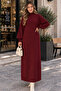 Pearl Detailed Knitwear Dress K3084 Claret Red - 4