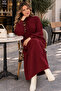 Pearl Detailed Knitwear Dress K3084 Claret Red - 2