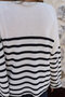 Ecru Standard Size V-Neck Striped Flowy Knit Sweater - 4