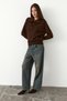 Velto women's polo collar buttoned dark brown sweater - 4