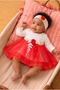 Baby Girl Floral Detailed Tulle Dress with Inner Bodysuit and Bandana as a Gift