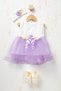 Baby Girl Floral Detailed Tulle Dress with Inner Bodysuit - Shoes and Bandana as Gift - 5