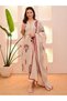 Dhira Beige Striped Suit Set - ALV2192-Beiges-Size:2XL-44-Inches - 5
