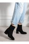 Escar Black Suede Heeled Women's Boots - 2