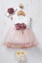 Baby Girl Floral Detailed Tulle Mevlüt Dress - with Shoes and Bandana Gift (Inner Bodysuit Included) - 6