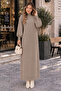 Pearl Detailed Knitwear Dress K3084 Mink - 3