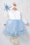Baby Girl Floral Detailed Tulle Mevlüt Dress - with Shoes and Bandana Gift (Inner Bodysuit Included) - 6