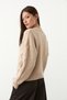 Conet Women's V-Neck Big Hair Braid Patterned Knitwear Beige Sweater - 6