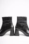 Women's Crocodile Black Winter 7 cm Thick Heeled Boots Tr08Mk03A - 8