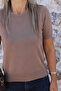 Camel Standard Size Crew Neck Short Sleeve Blouse - 3