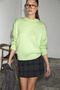 Nanna women's oversized fit soft cashmere feel crew neck chunky knit green sweater