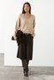 Conet Women's V-Neck Big Hair Braid Patterned Knitwear Beige Sweater - 3