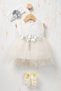 Baby Girl Floral Detailed Tulle Dress with Inner Bodysuit, Shoes and Bandana as a Gift - 5