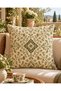 Set of 4 Cushion Covers 43X43 cm Green Cream Floral Deer Patterned Vintage Country Decorative Pillow - 2