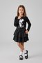 Girl's Black Long Sleeve Ataturk Printed T-Shirt Black Layered Skirt 23 April 29 October Show Outfit - 3