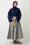 Plaid Pattern Flared Khaki-White Skirt - 6