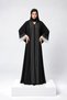 Élise Noir – Black Pinstripe Abaya with Elegant White Lace Cuffs -New Collection - 2