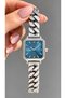 26 mm Small Case, Blue Dial, Silver Chain Steel Band,3 Atm Pool Sea Use, Women's Wristwatch+Bracelet
