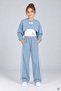 Blue Girls' Crop Top, Chain Detailed Wide Leg Pants, 3-Piece Set 25000 - 2