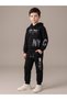 Boy's Letter Printed Hooded Tracksuit Set - 2
