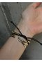 Black Unisex Adjustable Gold Detail Cord Bracelet - 5