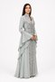Women's Long Caftan with Embroidery and Shiny Stone Work and Butterfly Sleeves, Model 01 - 3