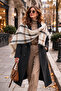 Cream Plaid Patterned Wool Shoulder Shawl |   Soft Textured Winter Shawl