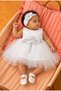 Baby Girl Floral Detailed Tulle Dress with Inner Bodysuit, Shoes and Bandana as a Gift - 3