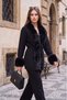 Cardigan-Pants Knitwear Set with Fur Collar and Sleeves - 3