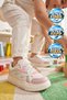 White-Powder Velcro Laced Thick Comfortable Sole Girls' Sports Shoes Odessa P - 3