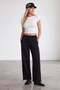 Women's Black Elastic Waist Three-Thread Sweatpants Alc-X15944