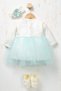 Baby Girl Floral Detailed Tulle Dress with Inner Bodysuit, Shoes and Bandana as a Gift - 5