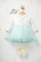 Baby Girl Floral Detailed Tulle Dress with Inner Bodysuit, Shoes and Bandana as a Gift - 6