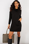 Women's Black Degaje Collar Knitwear Mini Dress Yvz73 - 2