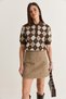 Women's Brown-Mink Diamond Patterned Polo Collar Short Sleeve Knitwear Sweater Tk261122 60286629