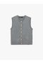 Fancy Buttoned Crew Neck Knitwear Vest - 5