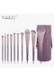 10 Pcs Makeup Brush Set with Stylish PU Leather Storage Case - Premium Synthetic Bristles, Purple Gradient Professional Cosmetics Brushes for Foundation, Powder, Blush, Eyeshadow, & Blending - 5