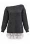 Women's Boat Neck Lace Hem Detailed Knitwear Sweater 8014 - 2