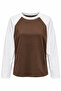 2242 Raglan Long Sleeve Double Color Crew Neck T-Shirt White