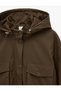 Faux Leather Hooded Long Sleeve Zipper Crop Jacket - 8