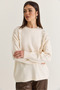 Women's Cream Stone Embroidered Crew Neck Oversize Knitwear Sweater Tk261001 60286630 - 3