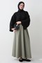 Pleated Flared Khaki Scuba Skirt - 6