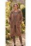 Brown Wellsoft Plush Hooded Unisex Robe with Front Zipper Oversize - 2