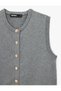Fancy Buttoned Crew Neck Knitwear Vest - 7