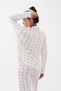 Shirt Collar Long Sleeve Front Heart Button Pocket Detailed Mini Teddy Bear Bow Patterned Women's Pajama Set Premium Milan Fabric - 5