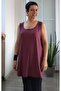 Dark Fuchsia Bordom Thick Strap Combed Viscose T-Shirt - 5